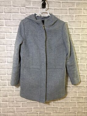 Reitmans Light/blue Gray Hooded lined Trench Coat, medium